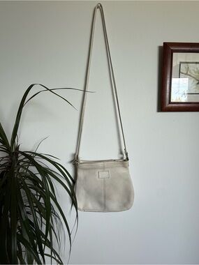 Fossil Cream Leather Crossbody Bag